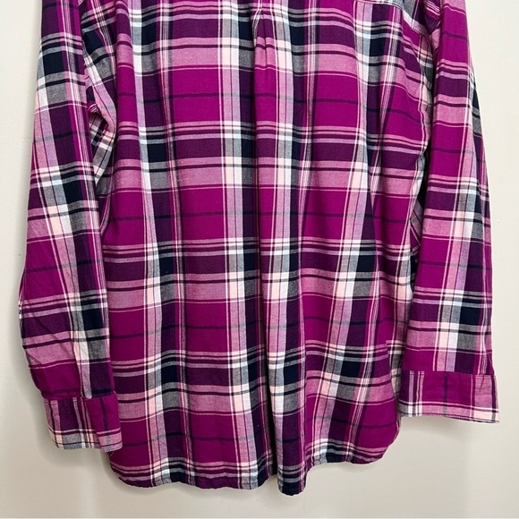 Old Navy The Boyfriend Plaid Button Down Shirt 100% Cotton Size XL - Picture 5 of 9